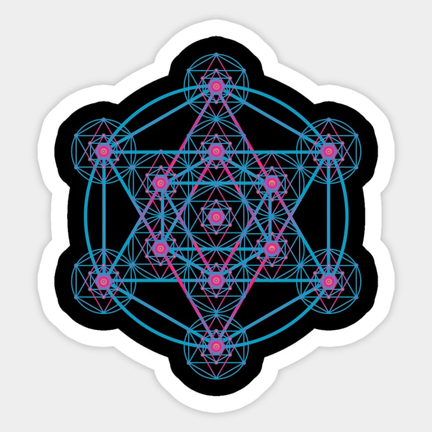 Metatron Sacred Geometry Psychedelic DMT style Sticker by QQdesigns